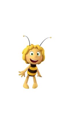 a cartoon character with big eyes and a bee on it's back, standing in front of a white background