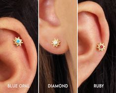 three different types of ear piercings