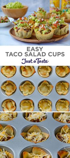 easy taco salad cups in muffin tins