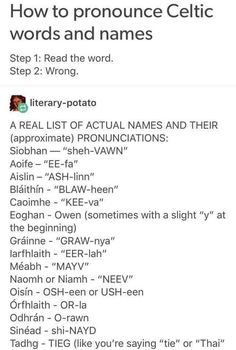 a screenshot of an article on how to pronounce celtic words and names