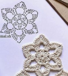 Hantverk Diy, Crochet Snowflake, Crochet Snowflake Pattern, Clothes Tutorial, Crochet Earrings Pattern, Crochet Snowflakes, Tutorial Crochet