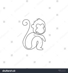 monkey outline drawing on white background for logo or emblem design, suitable to be used as a