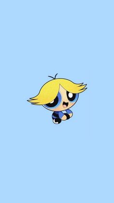 the powerpuff girl is flying through the air with her hair blowing in the wind