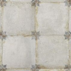 an old tile floor with grey and white flowers on the bottom, as if it were from a victorian era