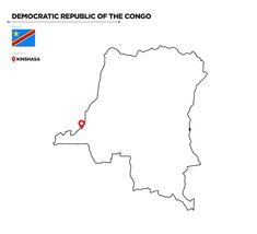 a map of the country of democratic republic of the congo with its capital and flag