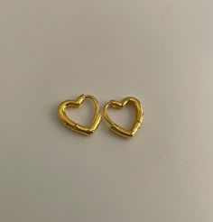 Earrings Dangle Simple, Earring Hoop, Heart Hoop Earrings, Pretty Jewelry, Brass Gold