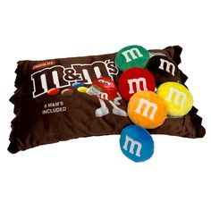 the m & m's pillow is on display