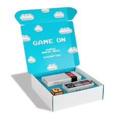 the game on is in its box and ready to be used as an interactive video game