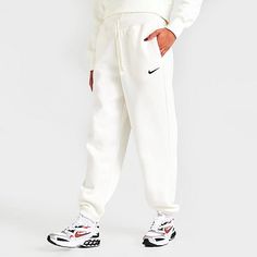 Nike Oversized Fit Sweatpants, Phoenix Nike Sweatpants, Jogging Bottoms Nike, Nike Sportswear Phoenix Fleece Pants, Pantalon Nike Large, Nike White Joggers, White Nike Sweatpants, Nike Fleece Sweatpants, Nike Pants For Women