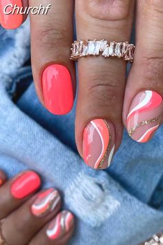 #nailcare  #healthynails  #nailroutine  #nailhealth  #manicuretips  #nailcaretips  #strongnails  #nailgoals  #selfcare  #beautytips Uñas Color Coral, Coral Nails With Design, Unghie Sfumate, Orange Nail, Nails Kit, Coral Nails, Her Nails, French Nail