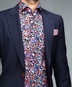 Hell's Spread Shirt – Kurt River Floral Suit Men, Mens Floral Dress Shirts, Floral Pattern Shirt, Dark Blue Suit, Dad Fashion, Pattern Shirt, Double Denim, Knit Tie