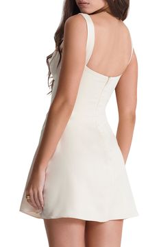 A rich satiny finish elevates this sleeveless mini topped with a quilted bodice. Exclusive retailer 31 1/2" length (size Medium) Square neck Lined 100% polyester Dry clean Imported Wedding Dress Mini, Civil Wedding Dress, Cream Mini Dress, Civil Wedding Dresses, Civil Wedding, House Of Cb, Dress Mini, Fabric Gifts, Free Fabric