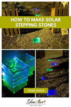 how to make solar stepping stones in the garden with text overlay that reads, how to make solar stepping stones read more