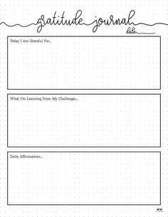 an image of a printable student's guide for the gratitude journal