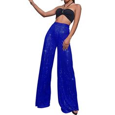 Season:Summer,Spring; Fabric:Polyester; Gender:Women's; Style:Elegant,Fashion,Sparkle; Elasticity:Micro-elastic; Occasion:Club,Going out,Party  Evening,Party,Street; Fit Type:Regular Fit; Function:Comfy; Waistline:High Waist; Pattern:Plain; Design:Sequins; Pants Type:Sparkly Pants,Wide Leg,Pants Trousers; Front page:FF; Listing Date:09/15/2023; Production mode:External procurement; Hips:null; Length:null; Waist:null; Pants Length:Full Length Sequins Pants, Sparkly Pants, Drape Pants, Winter Trousers, Loose Fitting Pants, Sequin Pants, Womens Wide Leg Pants, Female Outfits, High Waist Fashion