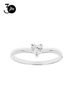 Bella Luce �� white diamond simulant 0.37ctw heart, rhodium over sterling silver promise ring. Measures approximately 0.75"L x 0.13"W and is not sizeable. The diamond equivalent weight is 0.25ctw. Heart Promise Rings, Valentine Ring, Sterling Silver Promise Rings, Diamond Simulant, Rings Silver, Sterling Silver Heart, Silver Heart, Promise Ring, Promise Rings