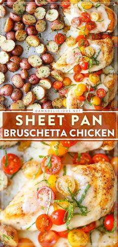 SHEET PAN BRUSCHETTA CHICKEN, sheet pan, weeknight dinner ideas Chicken Bruschetta Recipe, Sheet Pan Dinners Recipes, Bruschetta Chicken, Pan Dinners, Sheet Pan Dinners, Sheet Pan Recipes, Fresh Tomatoes, One Pot Meals, Chicken Dinner