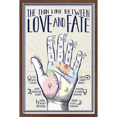 the thin line between love and fate is shown in this hand - drawn poster, which reads