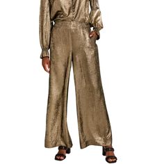 You'll be the life and soul of the party wearing our 70s-inspired Sofia Metallic Trousers. Clean and simple, they're made from recycled polyester with a flattering wide leg that teams perfectly with a long-sleeve blouse and heels. Metallic Trousers, Under Dress, Straight Trousers, Sports Blazer, Fat Face, 70s Inspired, Cashmere Coat, Plus Dresses, Bottom Clothes