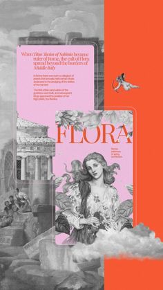 the front and back cover of flora, with an illustration of a woman in pink