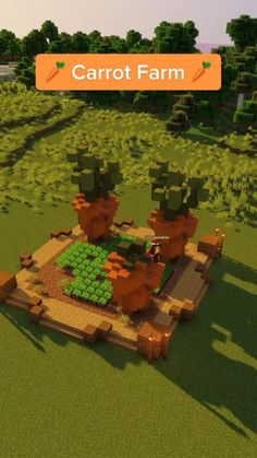 an aerial view of carrot farm in minecraft