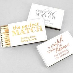 two matches are next to each other on a white surface with the words match written on them