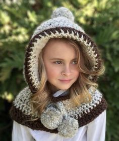 CROCHET PATTERN - Hooded Cowl - Scarf - Women - Girl's - Penelope Hood - Ava Girl Patterns Crochet Piglet, Hooded Cowl Crochet Pattern, Hooded Cowl Scarf, Crochet Hooded Cowl, Bulky Yarn Crochet, Cowl Crochet Pattern, Cowl Hood, Crochet Hooded Scarf, Crochet Hood