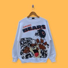 vintage 90s Chicago bears sweatshirt taz devil looney tunes crewneck Chicago bears sweater pullover college nice white colour size medium by YoungmodernCo on Etsy