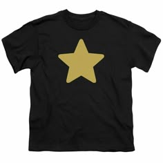 a black t - shirt with a gold star on it