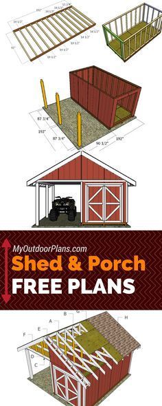 the shed and porch plans are shown