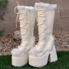 Fleece Boots, Punk Shoes, Mary Jane High Heels, Cosplay Boots, Cute Shoes Heels, Boots Chunky, Kawaii Shoes, Chunky High Heels