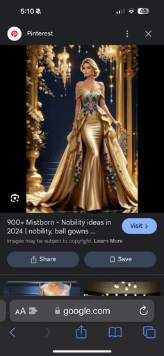 an image of a woman in a gold dress on the app store's facebook page