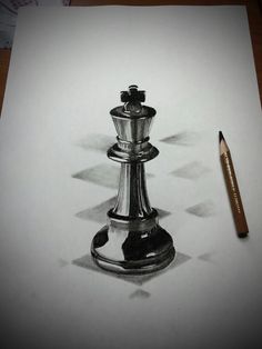 a pencil drawing of a chess piece