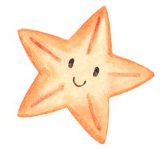 a watercolor drawing of a starfish with a smile on it's face