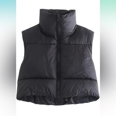 Women's Winter Cropped Puffer Vest Crop Jackets For Women Full Zip Stand Collar Padded Lightweight Outwear Vest Women Waistcoat, Winter Crops, Sleeveless Puffer, Chaleco Casual, Woman Vest, Puffy Vest, Winter Vest, Short Vest, Cotton Vest