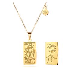 18k Gold Plated Aquarius Zodiac Sign Tarot Card Pendant Necklace. Brand New. 18k Plated Stainless Steel (Stamped Stainless) So It’s Nickel Free/Hypoallergenic And Tarnish Resistant. Such A Cute Staple Piece. Would Make A Great Gift. One Detail I Love Is That It’s Double Sided, So You Can Switch Up How You Wear It. I Personally Have The Capricorn One, Wear It Everyday & Love It! Can Do Less On Aries And Capricorn, Aquarius Necklace, Virgo And Taurus, Aquarius Zodiac Sign, Sliver Earrings, Taurus And Scorpio, Pisces And Aquarius, Do Less, Silver Link Necklace