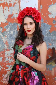 Red Rose Flower Crown Headband (Mexican Wedding Bridal Headpiece Bride Music Festival Boho Wedding G Bridesmaid Wreath, Headpiece Bride, Flower Hair Piece, Rose Flower Crown, Flower Hair Pieces, Wedding G, Flower Crown Headband, Rose Headband