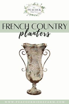 a vase with the words french country plaviers on it's front cover