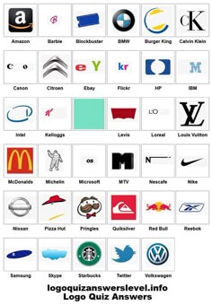 many different logos and their meanings are shown in this image, with the words on them