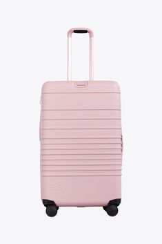 Béis 'The 29" Large Check-In Roller' in Black - 29 Inch Roller Luggage & Suitcase Beis Suitcase, Preppy Suitcase, Preppy Luggage, Small Suitcases, Pretty Luggage, Cute Suitcase, Pink Travel Bag, Luggage Pink, Pink Suitcase