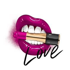 a lipstick with the word love written on it