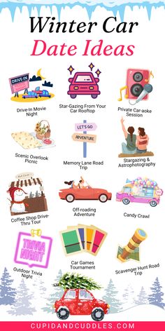 the ultimate winter car date ideas info sheet for kids to use on their cars and trucks