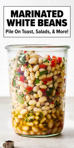 Italian marinated white beans Lemon Basil Three Bean Salad, Marinated White Beans Downshiftology, Italian Marinated White Beans, Pasta And White Beans, Marinated Kidney Beans, Marinated White Beans Recipe, Marinated Cannellini Beans, Bean Recipes Mediterranean, Great Northern Bean Salad