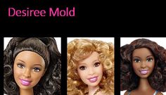 three barbie dolls with different hair styles and colors