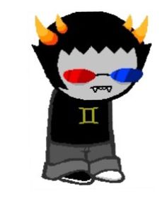 an image of a cartoon character with horns on his head and eyes, wearing a black shirt