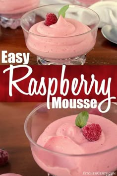 raspberry mousse with whipped cream and fresh raspberries