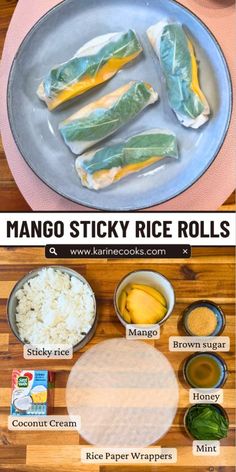 how to make mango sticky rice rolls