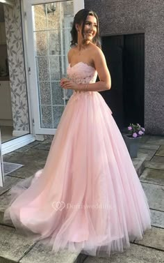 Sweet 16 Party Dresses Long, Pink Debs Dresses, Poofy Prom Dresses Princesses, Prom Dresses Pastel, Pink Grad Dresses, Sweet 16 Dresses Pink, Ty Ball Dresses, Prom Dresses Sleeves, Prom Dresses Poofy