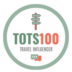 the words tots100 travel influence are in red, green and white letters