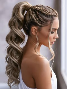 Look professional and polished at work with these stylish ponytail braided hairstyles. From sleek ponytails to elegant updos, find the perfect style to complement your office attire. #braidedhairstyles #workhairstyles #professionalhair #officewear French Braid Ponytail, Stylish Ponytail, Cute Hair Ideas, Ponytail Hairstyles Easy, Simple Ponytails, Penteado Cabelo Curto, Hairdo For Long Hair, Hoco Hair, Easy Hairstyles For Long Hair